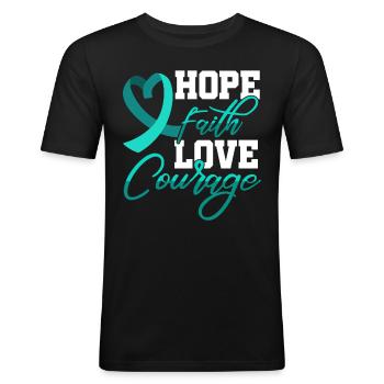 Hope Faith Love Courage Pstd Stress Awareness - Men's Slim Fit T-Shirt - black - Front - Nik (191cm)