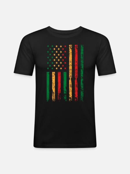 African-American flag holiday - Men's Slim Fit T-Shirt - black