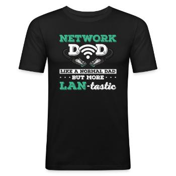 Netzwerkadministrator Systemadministrator Netzwerk - Männer Slim Fit T-Shirt - Schwarz - Vorne - Nik (191cm)