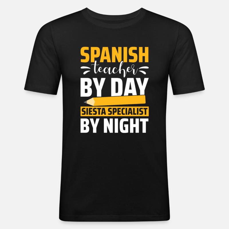 Professeur d’espagnol Maestra Professeur bilingue - T-shirt près du corps Homme - noir