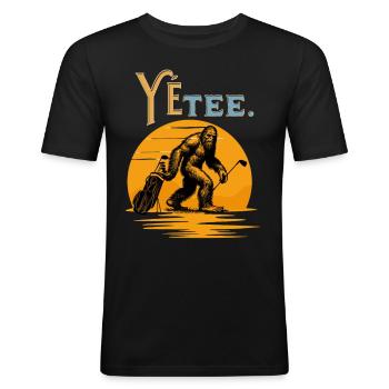Yéti golfeur ,voici le Yétee ! - T-shirt près du corps Homme - noir - Devant - Nik (191cm)