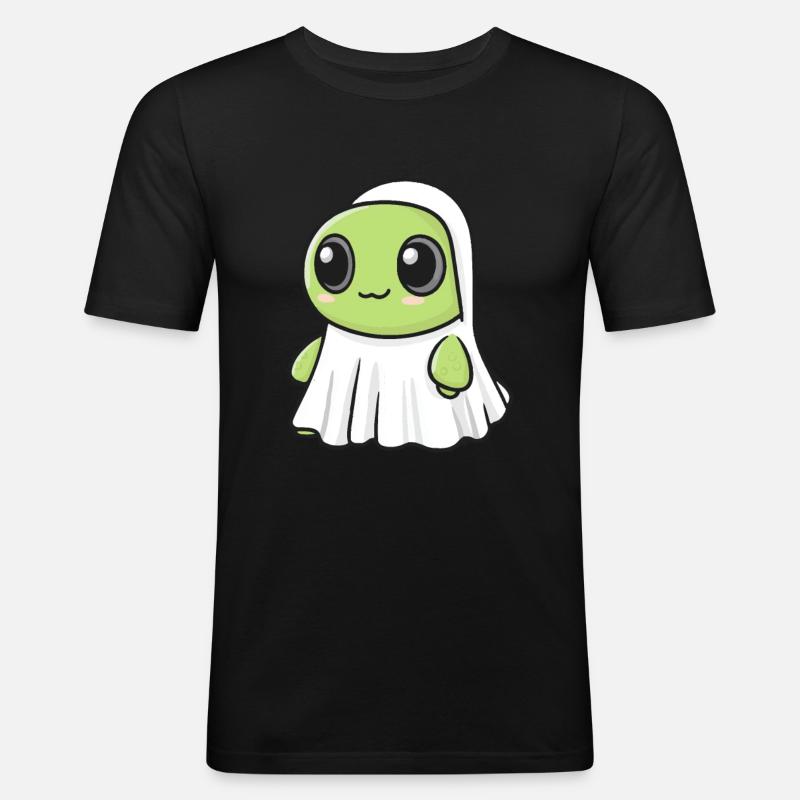 Schildkröte Halloween Comic Geist - Männer Slim Fit T-Shirt - Schwarz