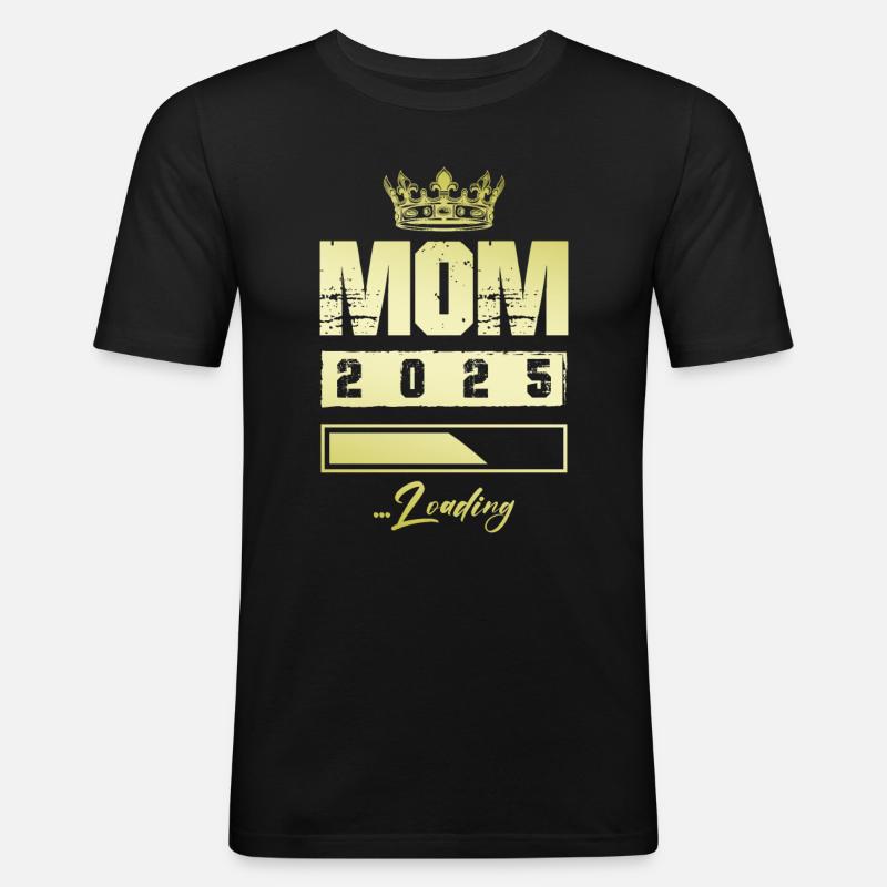 Mama 2025 Loading Mom - Männer Slim Fit T-Shirt - Schwarz