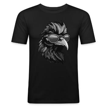 Hahn Hipster Cool Party - Männer Slim Fit T-Shirt - Schwarz - Vorne - Nik (191cm)