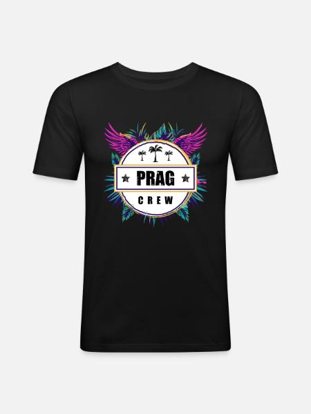 Prag Crew Tropisch - Männer Slim Fit T-Shirt - Schwarz