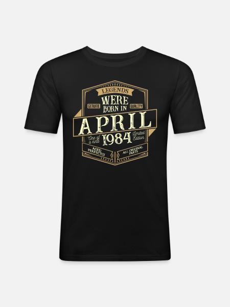 April 1984 Birthday Man - Men's Slim Fit T-Shirt - black