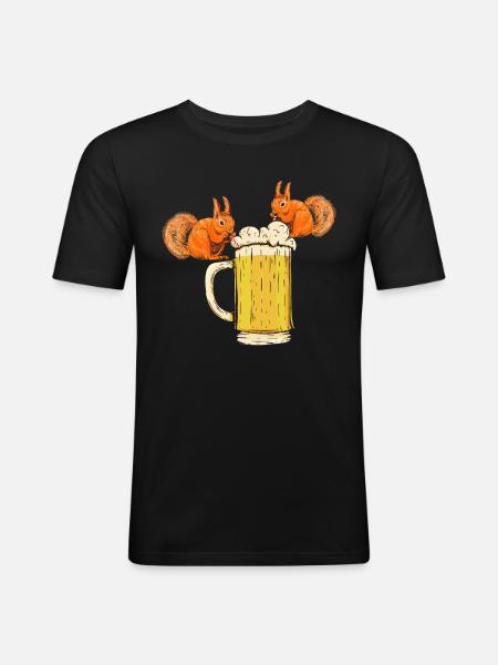 Squirrel, funny squirrel, squirrel - Men's Slim Fit T-Shirt - black