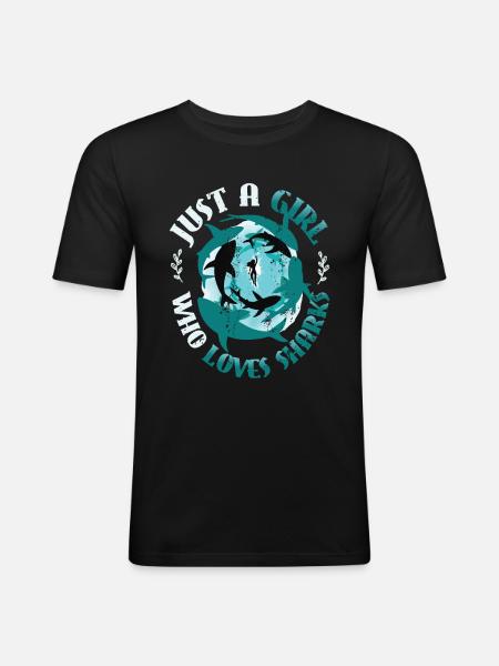 Fille qui aime les requins - T-shirt près du corps Homme - noir