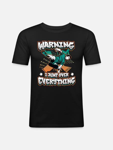 Warning: I jump over everything. - Men's Slim Fit T-Shirt - black