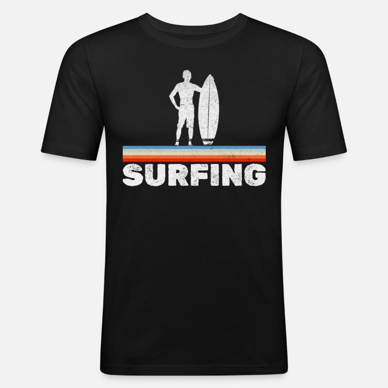 Surfing Man Surfer - Männer Slim Fit T-Shirt - Schwarz