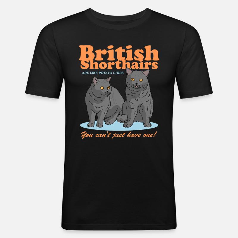 Britisch Kurzhaar Katzen Geschenk - Männer Slim Fit T-Shirt - Schwarz