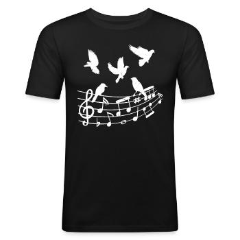 Vögel Musiknoten Naturliebhaber - Männer Slim Fit T-Shirt - Schwarz - Vorne - Nik (191cm)