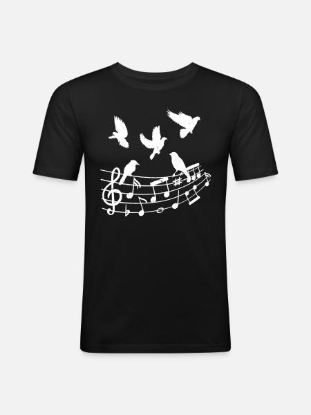 Birds Musical Notes Nature Lovers - Men's Slim Fit T-Shirt - black
