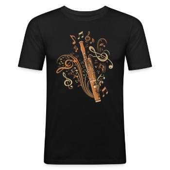 Oboe Spieler Musikinstrument Big Band Fagott - Männer Slim Fit T-Shirt - Schwarz - Vorne - Nik (191cm)