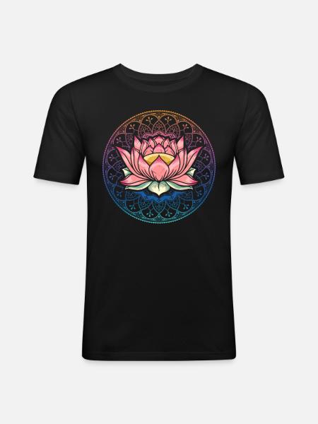 Lotus Mandala Spirituel Reiki Master Yoga - Herre Slim Fit T-Shirt - sort