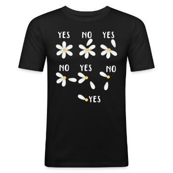 Daisy Wish Game Oui Pas de Fleur - T-shirt près du corps Homme - noir - Devant - Nik (191cm)