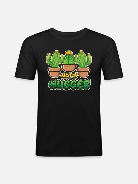 No hugging cactus - Men's Slim Fit T-Shirt - black