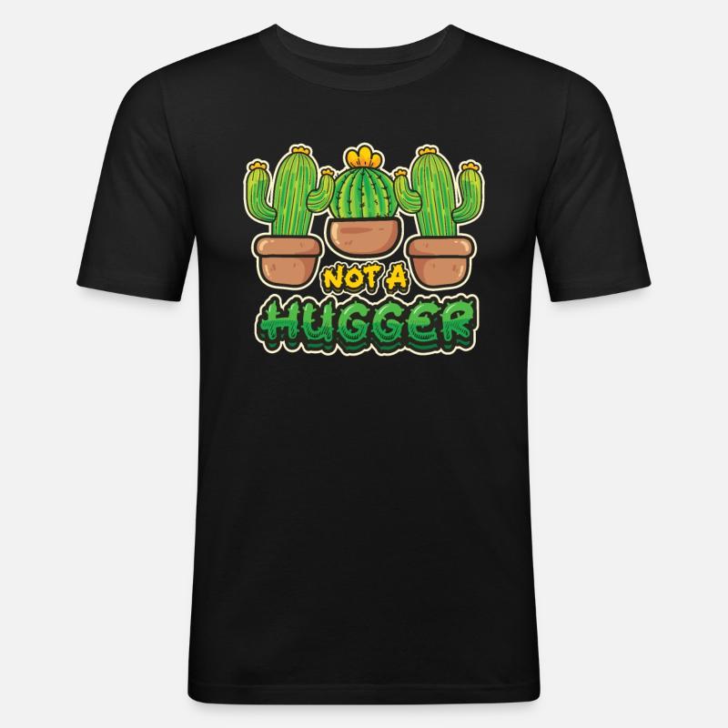 No hugging cactus - Men's Slim Fit T-Shirt - black