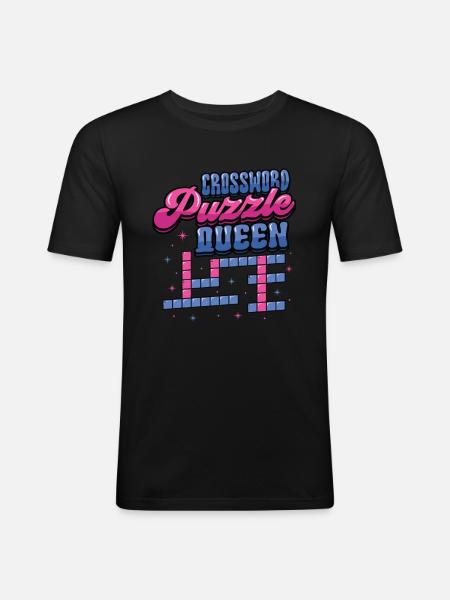 Crossword Puzzle Queen - Men's Slim Fit T-Shirt - black