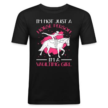 Voltigieren Pferdesport Pferde Reitsport Geschenk - Männer Slim Fit T-Shirt - Schwarz - Vorne - Nik (191cm)
