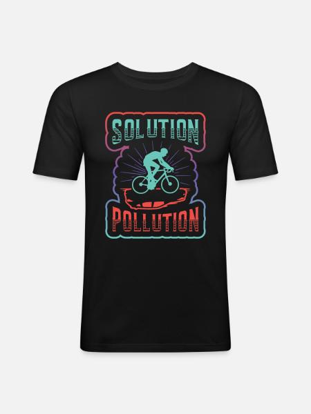 Polution Solution Environmental Protection Cycling. - Men's Slim Fit T-Shirt - black