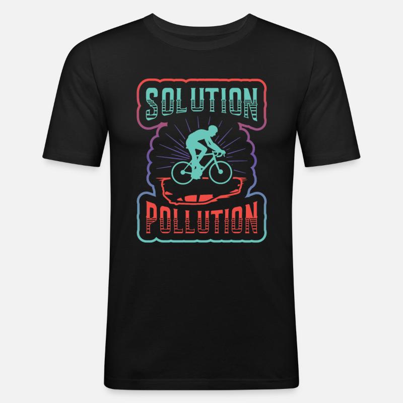 Polution Solution Umweltschutz Radfahren. - Männer Slim Fit T-Shirt - Schwarz