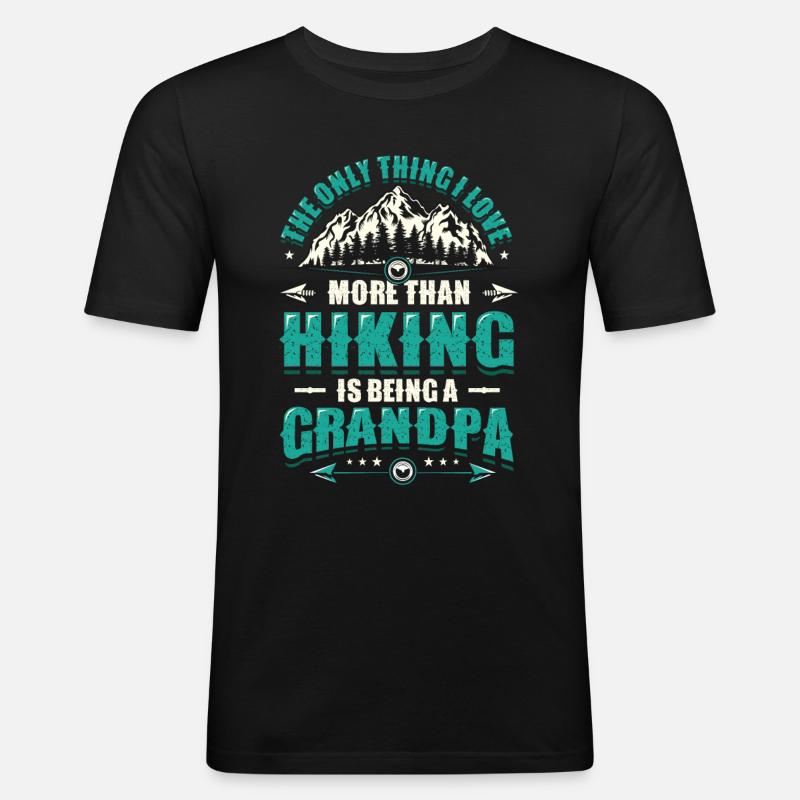 Bergwandernder Opa. - Männer Slim Fit T-Shirt - Schwarz