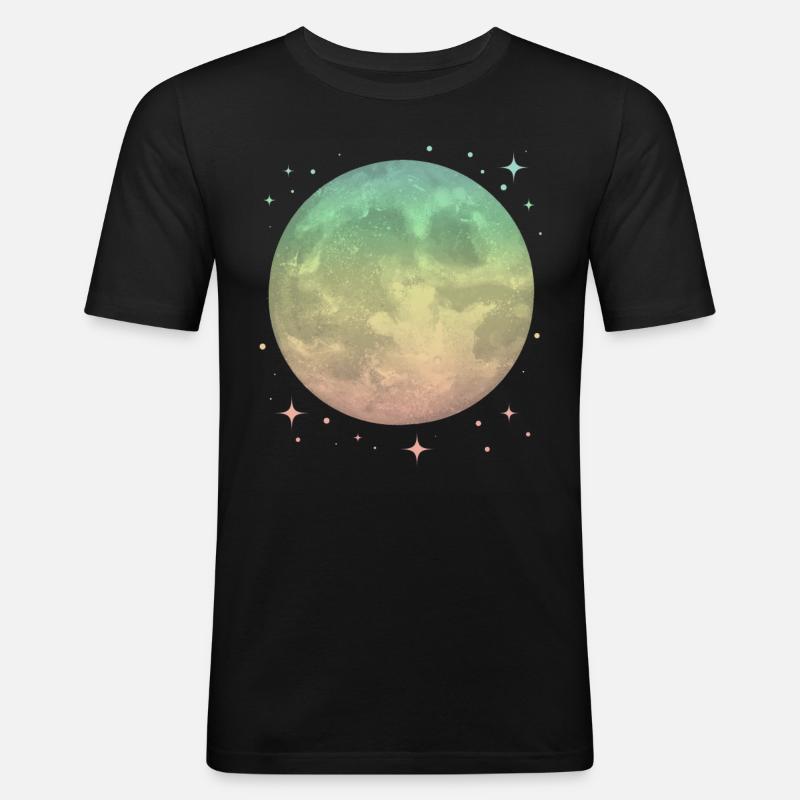 Lune Pastel Céleste - T-shirt près du corps Homme - noir