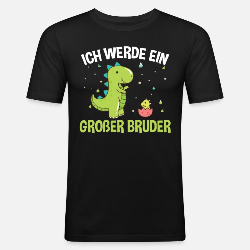 Großer Bruder Dinosaurier - Männer Slim Fit T-Shirt - Schwarz