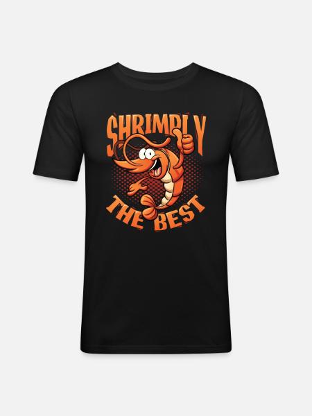 Shrimply De beste visgerechten Garnalen - Mannen slim fit T-shirt - zwart