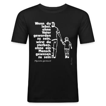 Papa ist der Beste Mann, russisches Sprichwort - Männer Slim Fit T-Shirt - Schwarz - Vorne - Nik (191cm)