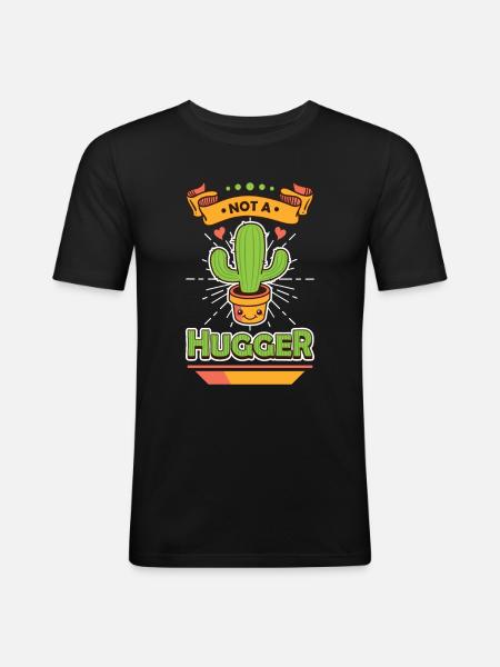 No hugging cactus - Men's Slim Fit T-Shirt - black