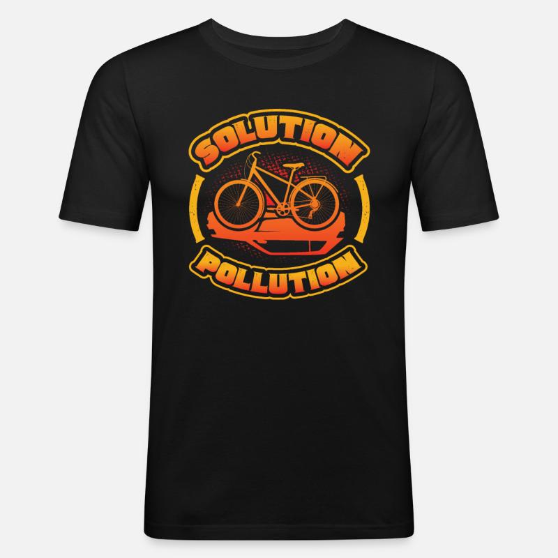 Polution Solution, Umweltschutz, Radfahren - Männer Slim Fit T-Shirt - Schwarz