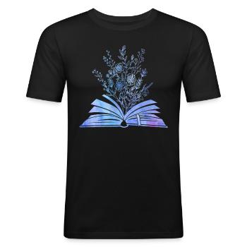 Wildflower Bücher Lesen Frauen Gartenarbeit - Männer Slim Fit T-Shirt - Schwarz - Vorne - Nik (191cm)