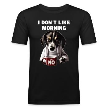 Je n’aime pas le chien grincheux du matin avec - T-shirt près du corps Homme - noir - Devant - Nik (191cm)