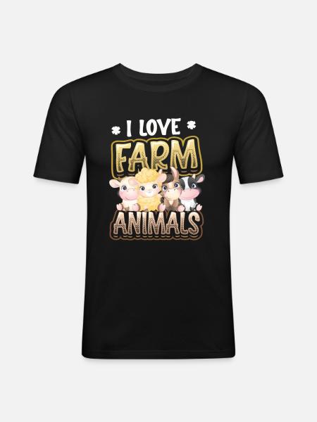 Ich Liebe Bauernhoftiere, Kinderbauernhof - Männer Slim Fit T-Shirt - Schwarz