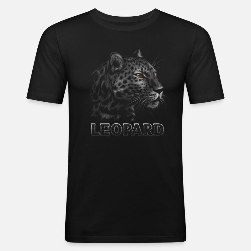 Amoureux léopard Imprimé Léopard - T-shirt près du corps Homme - noir