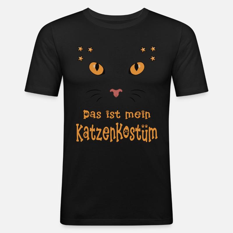 Karneval Katzen Gesicht mit Sternchen - Männer Slim Fit T-Shirt - Schwarz