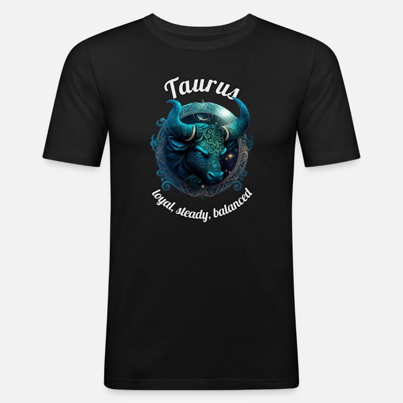 Taurus Sternzeichen Stier Astronomie - Männer Slim Fit T-Shirt - Schwarz