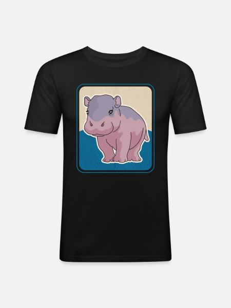 Hippo Baby Hippo Hippo Gift - Men's Slim Fit T-Shirt - black