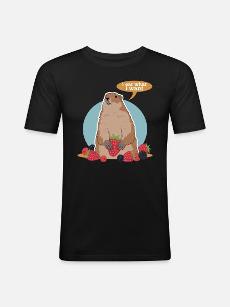 Groundhog Munggen Mankai Groundhog Gift - Men's Slim Fit T-Shirt - black