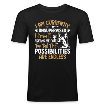 Chien de berger - T-shirt près du corps Homme - noir - Devant - Nik (191cm)