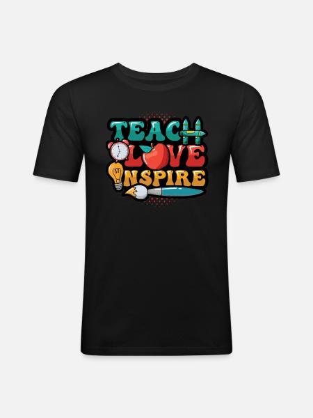 Teachers teach, love inspires - Men's Slim Fit T-Shirt - black