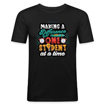 Making a difference - Men's Slim Fit T-Shirt - black - Front - Nik (191cm)