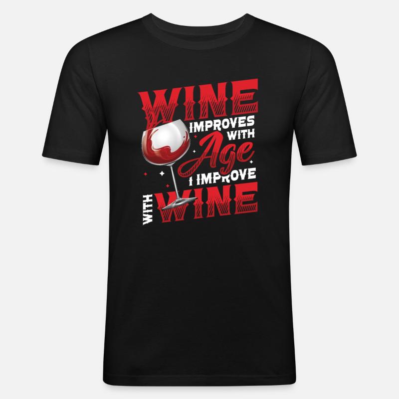 Wine gets better with age - Men's Slim Fit T-Shirt - black