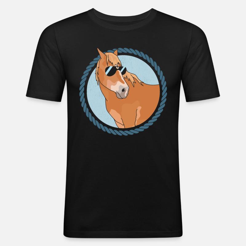 Haflinger Pferde | Haffi Pferdebesitzer Geschenk - Männer Slim Fit T-Shirt - Schwarz