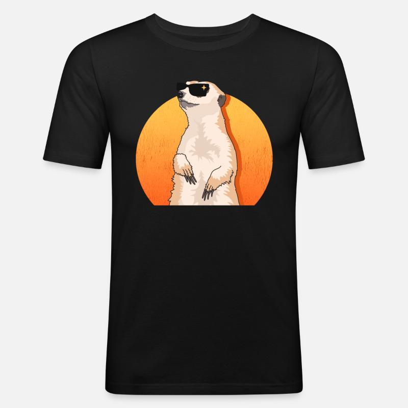 Erdmännchen Cool Lustiges Erdmännchen Geschenk - Männer Slim Fit T-Shirt - Schwarz