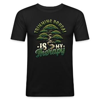 Trimming bonsai is my therapy bonsai - Men's Slim Fit T-Shirt - black - Front - Nik (191cm)