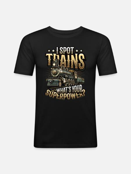 Trainspotting Train Lovers Trains - Men's Slim Fit T-Shirt - black