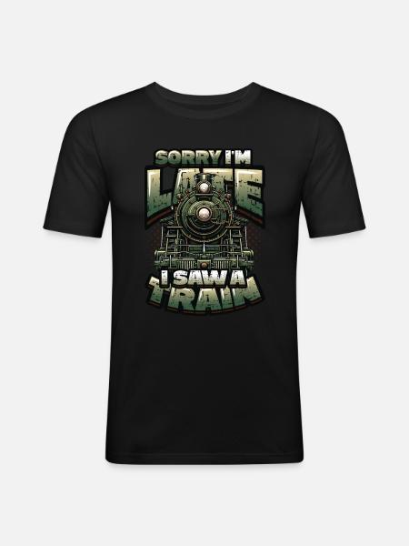 Trainspotting Train Lovers Trains - Men's Slim Fit T-Shirt - black